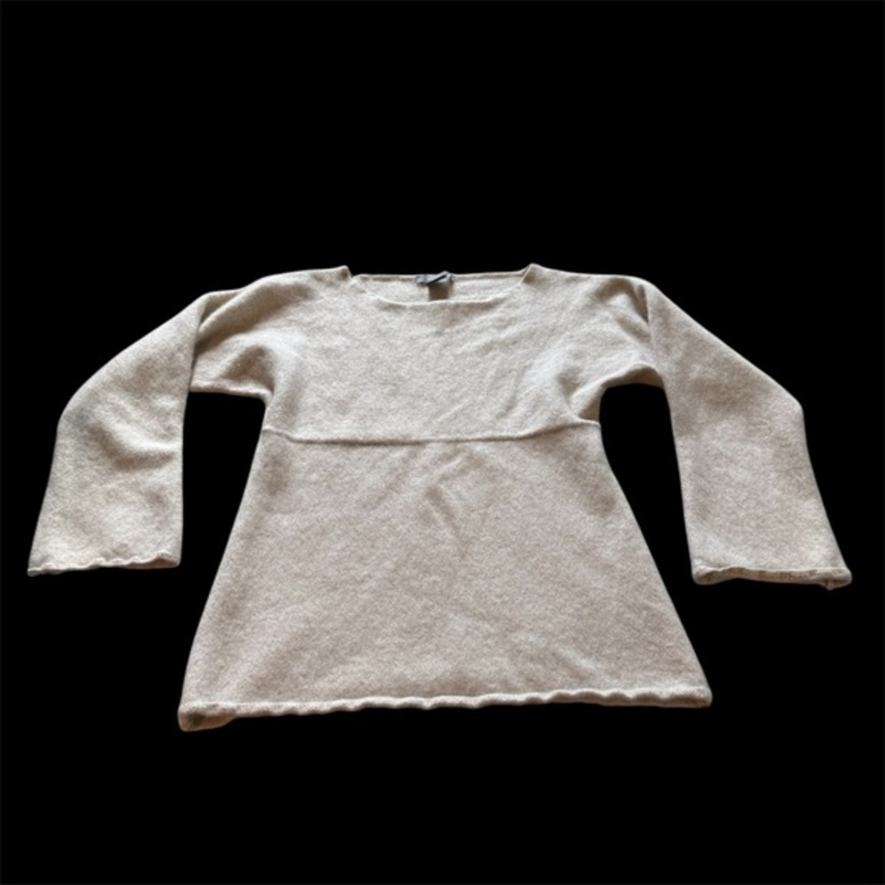 Ann Taylor Cashmere Sweater Medium Beige Long Sleeve Soft Knit Minimalist